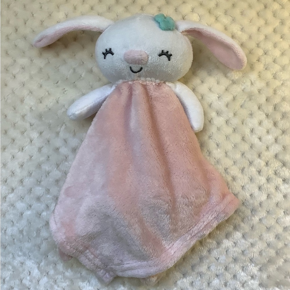 Babys First by Nemcor Pink White Plush Bunny Rabbit Lovey Security Blanket Toy